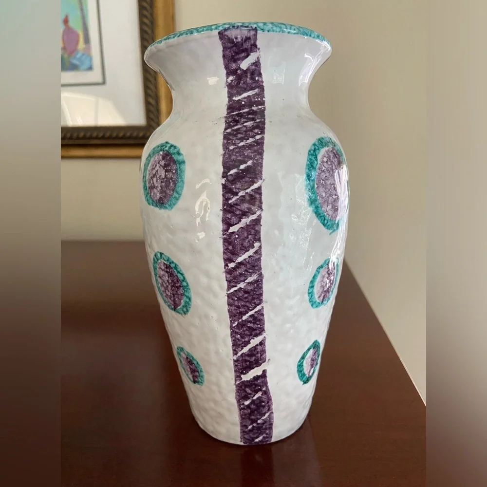 🖤 Fratelli Fanciullacci Alla Moda Vintage Italian Sgraffito Vase MCM Polka Dot